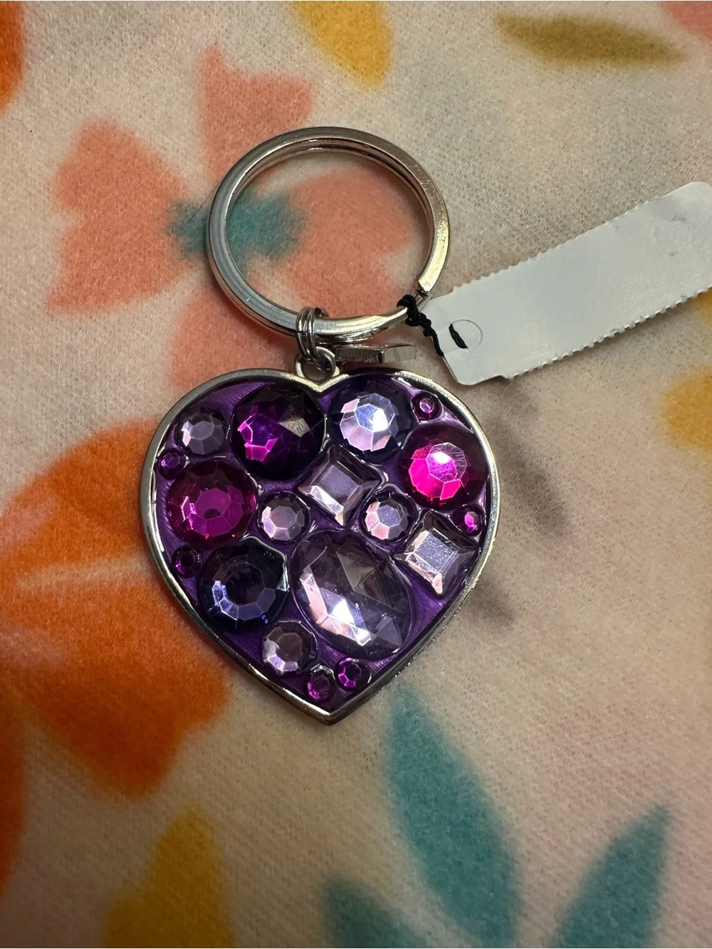 NY&Co Purple rhinestone heart purse keychain New!